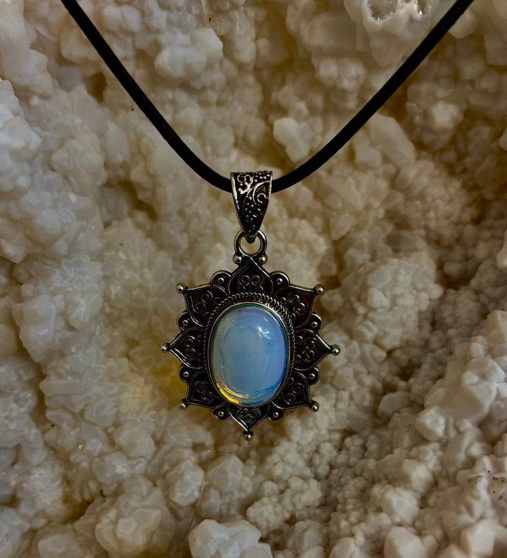 Bohemian Sunflower Moonstone Pendant Necklace