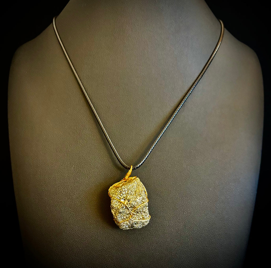 Handmade Pyrite Necklace – Genuine Crystal for Abundance & Strength