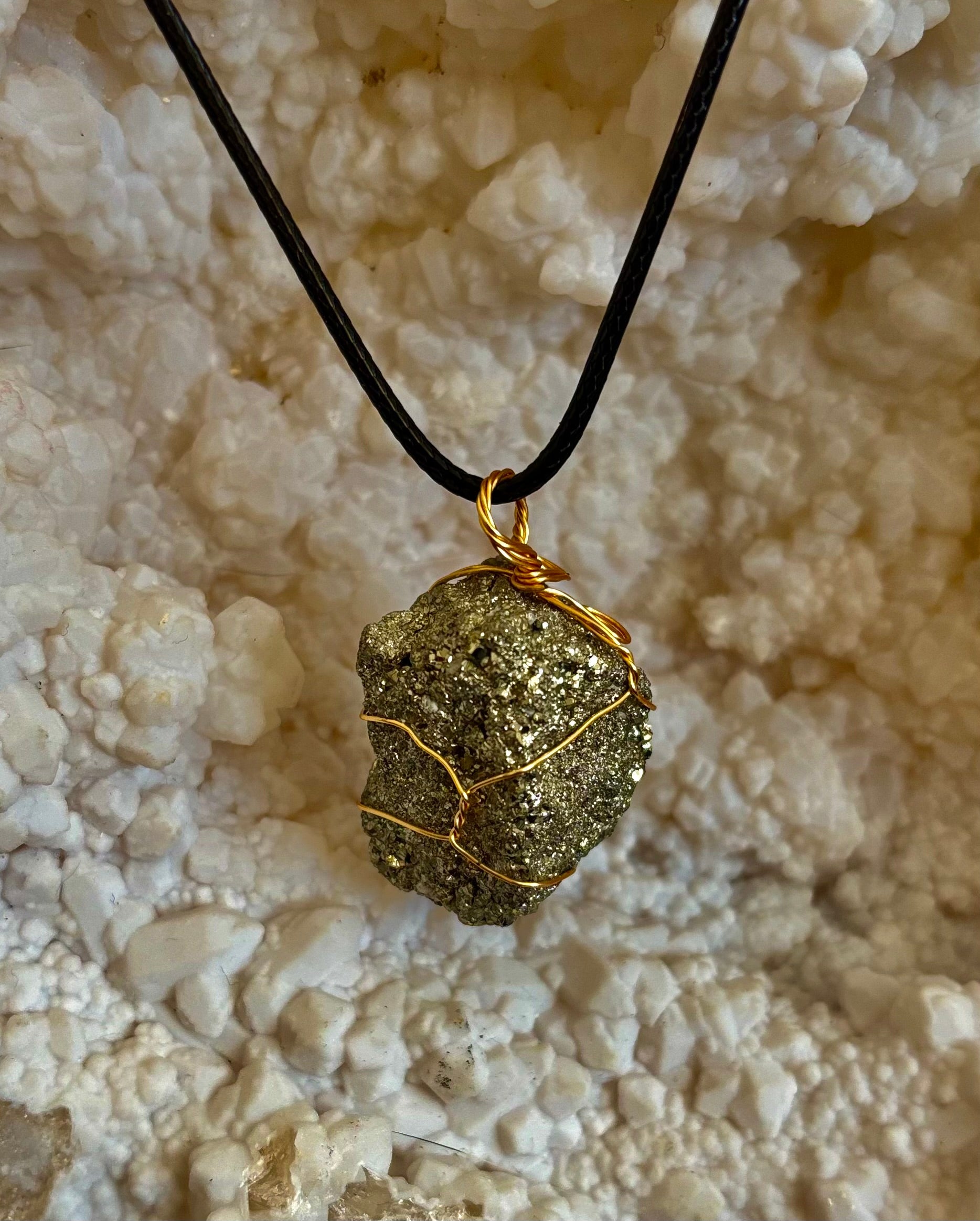 Handmade Pyrite Necklace – Genuine Crystal for Abundance & Strength