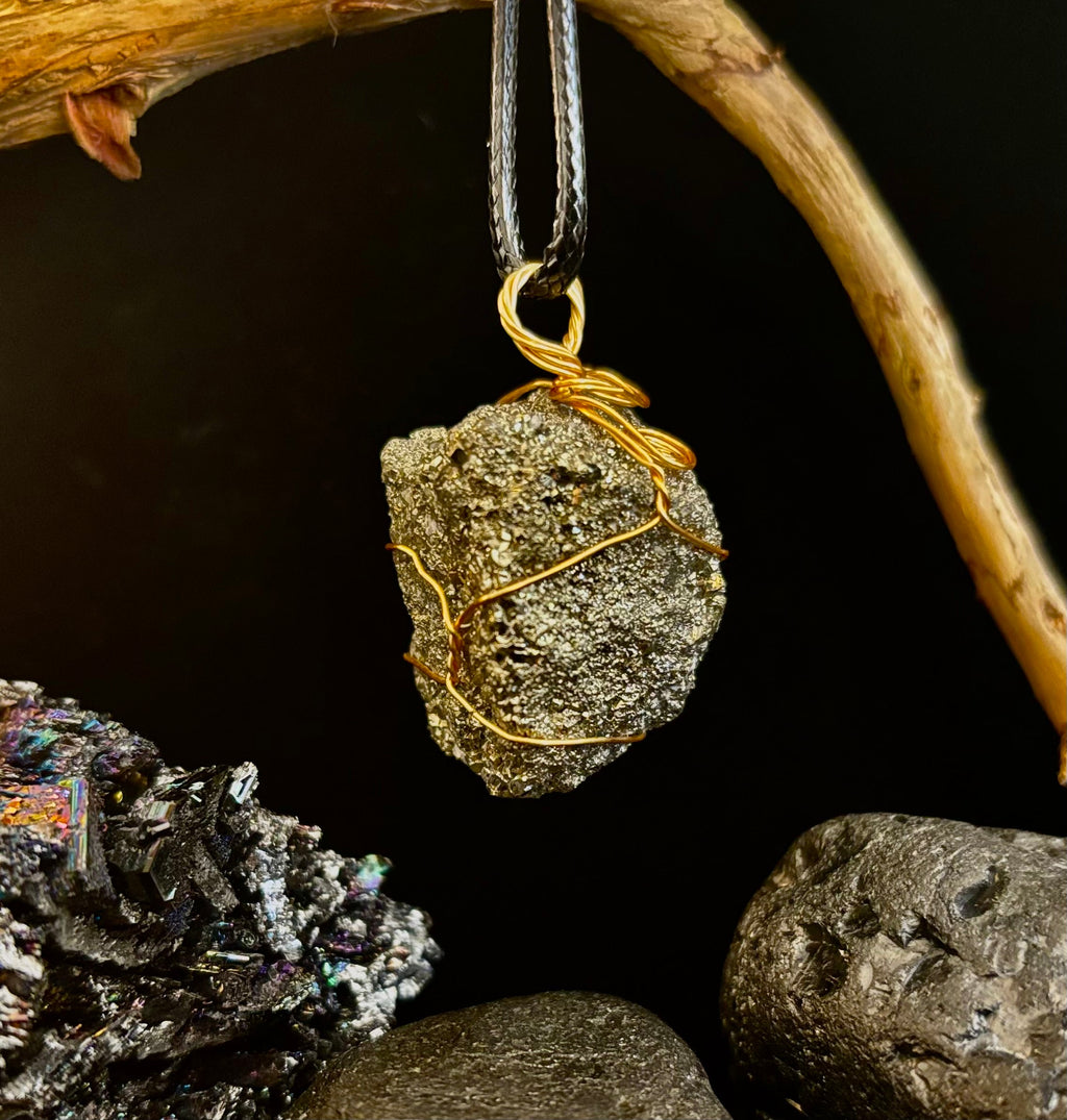 Handmade Pyrite Necklace – Genuine Crystal for Abundance & Strength
