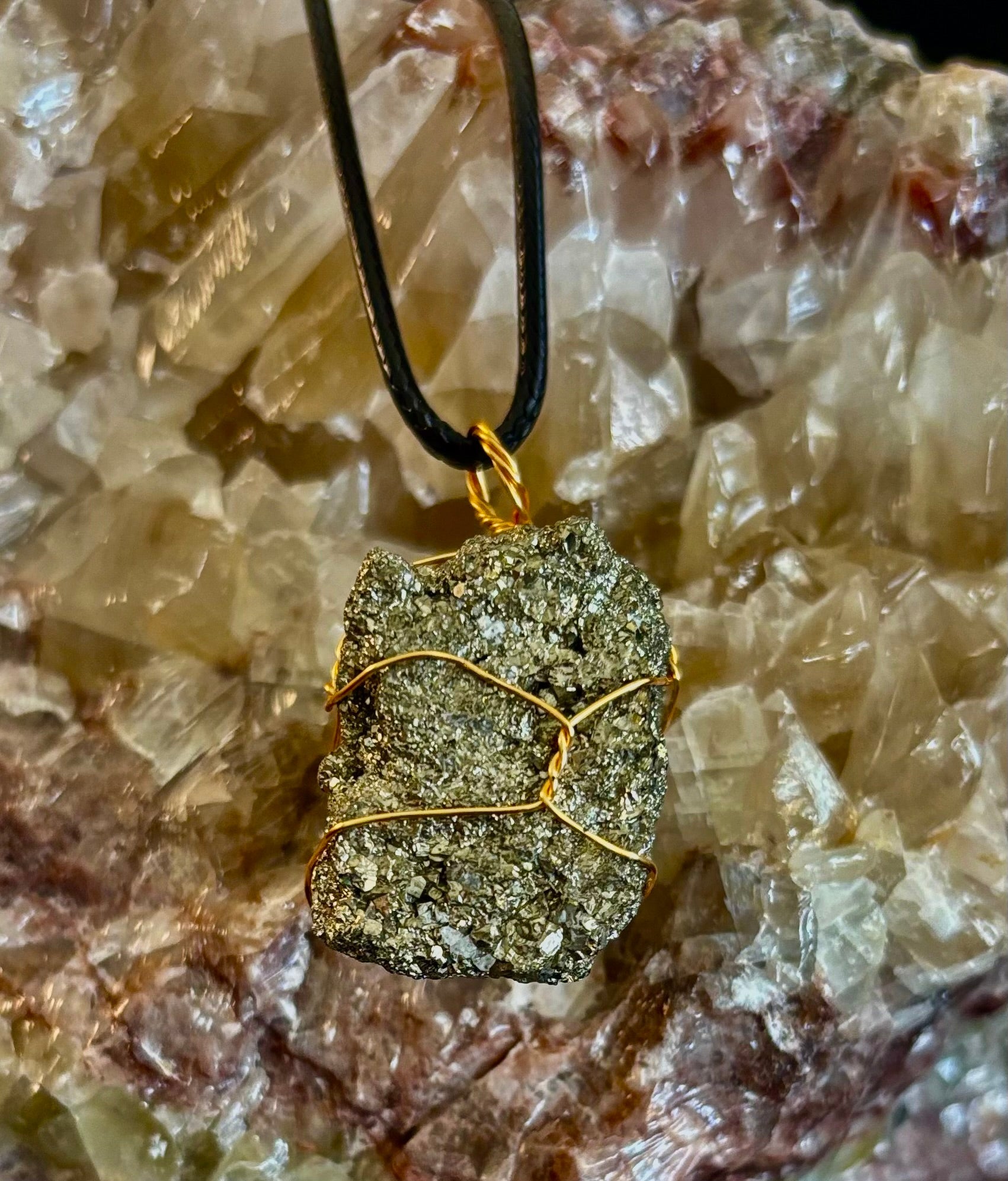 Handmade Pyrite Necklace – Genuine Crystal for Abundance & Strength