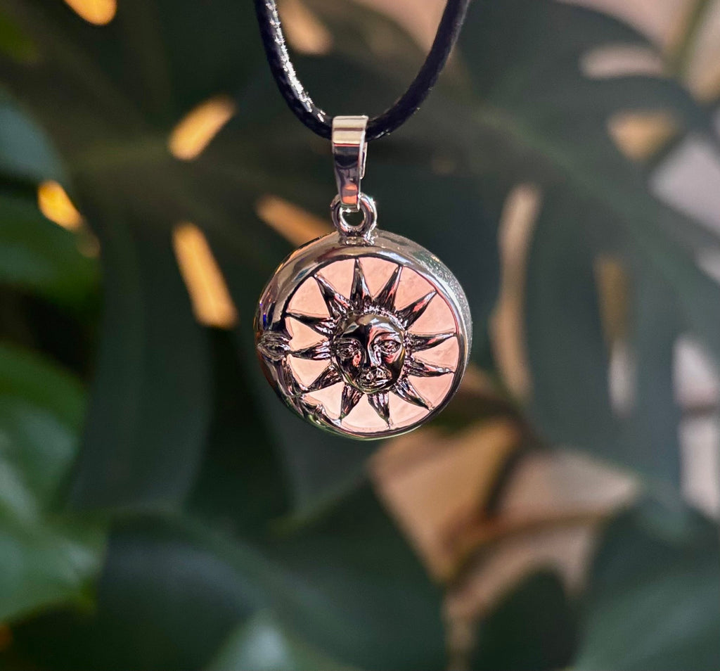 Sun & Moon Rose Quartz Pendant | Handcrafted Celestial Necklace for Love & Harmony