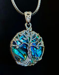 Tree of Life Abalone Pendant Necklace | 23” Rope Chain | Symbol of Growth, Strength & Harmony