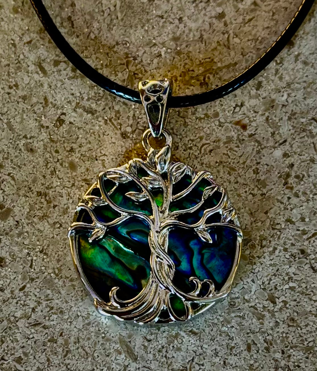 Tree of Life Abalone Pendant Necklace | 23” Rope Chain | Symbol of Growth, Strength & Harmony