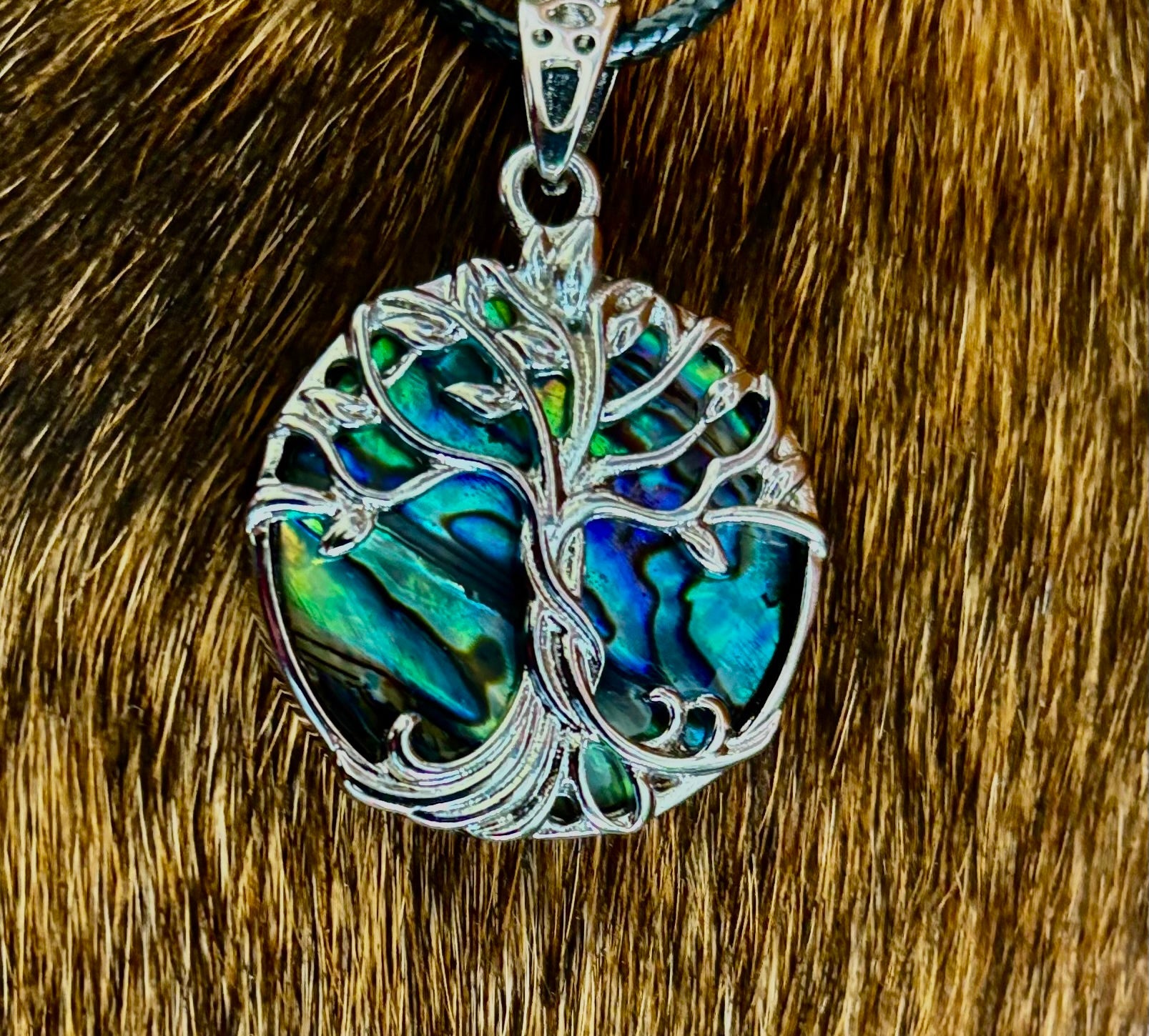 Tree of Life Abalone Pendant Necklace | 23” Rope Chain | Symbol of Growth, Strength & Harmony