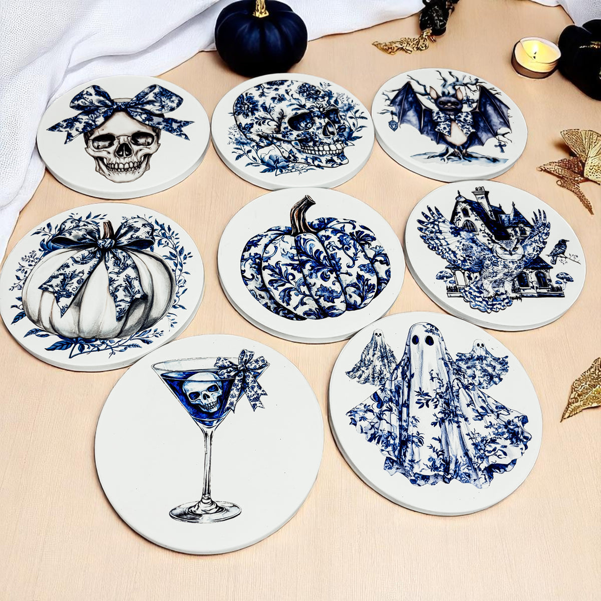 Chinoiserie Halloween Coasters