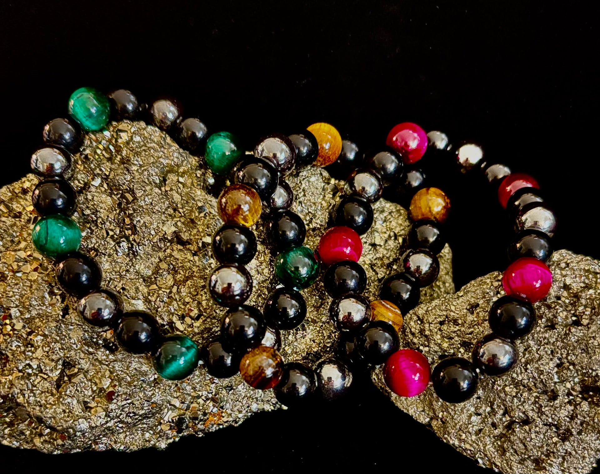 Protection Energy Bracelets – Red, Green, and Tiger Eye Options