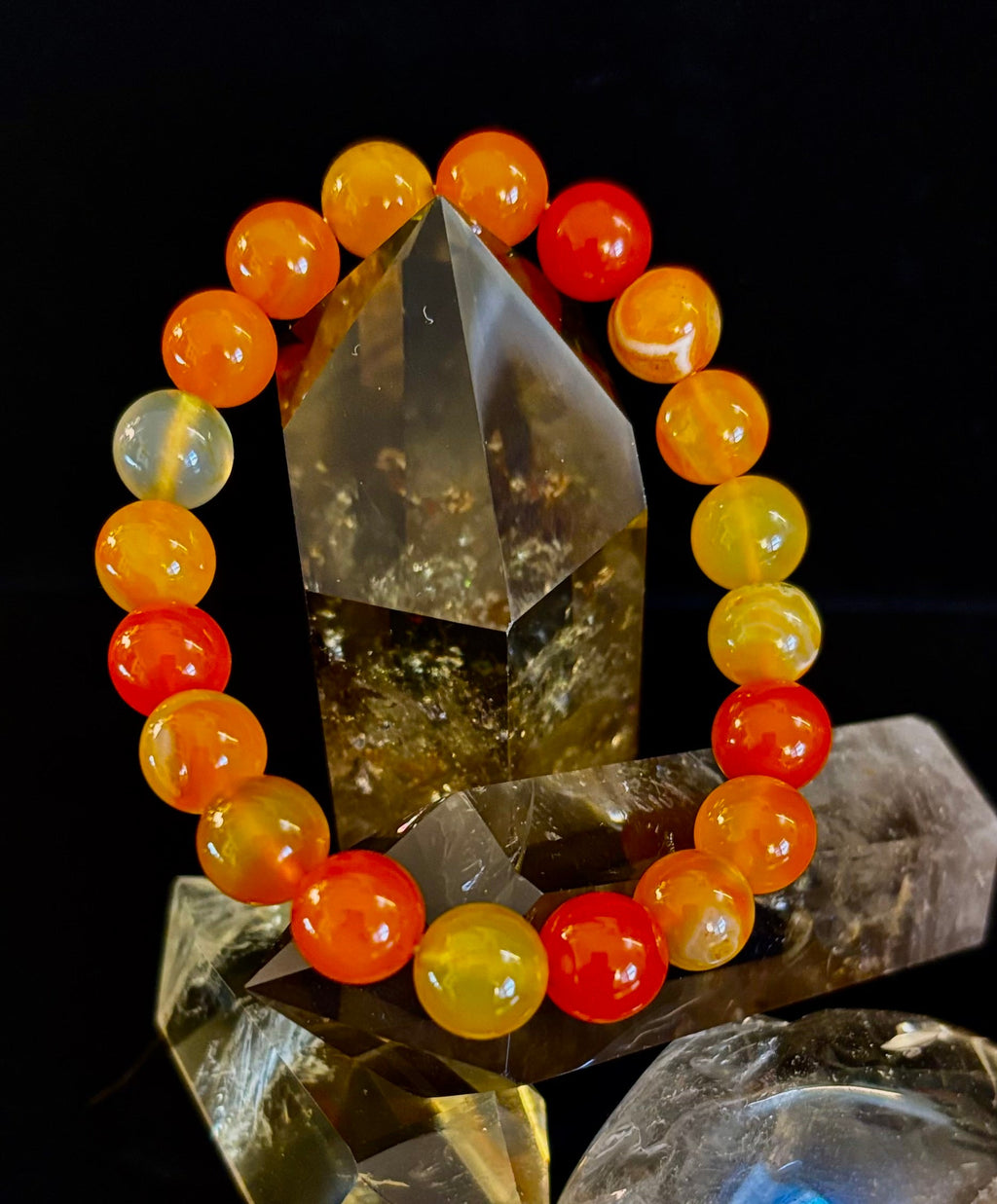 Orange Striped Agate Bracelet | 10mm Natural Stone Beads for Balance, Creativity & Confidence