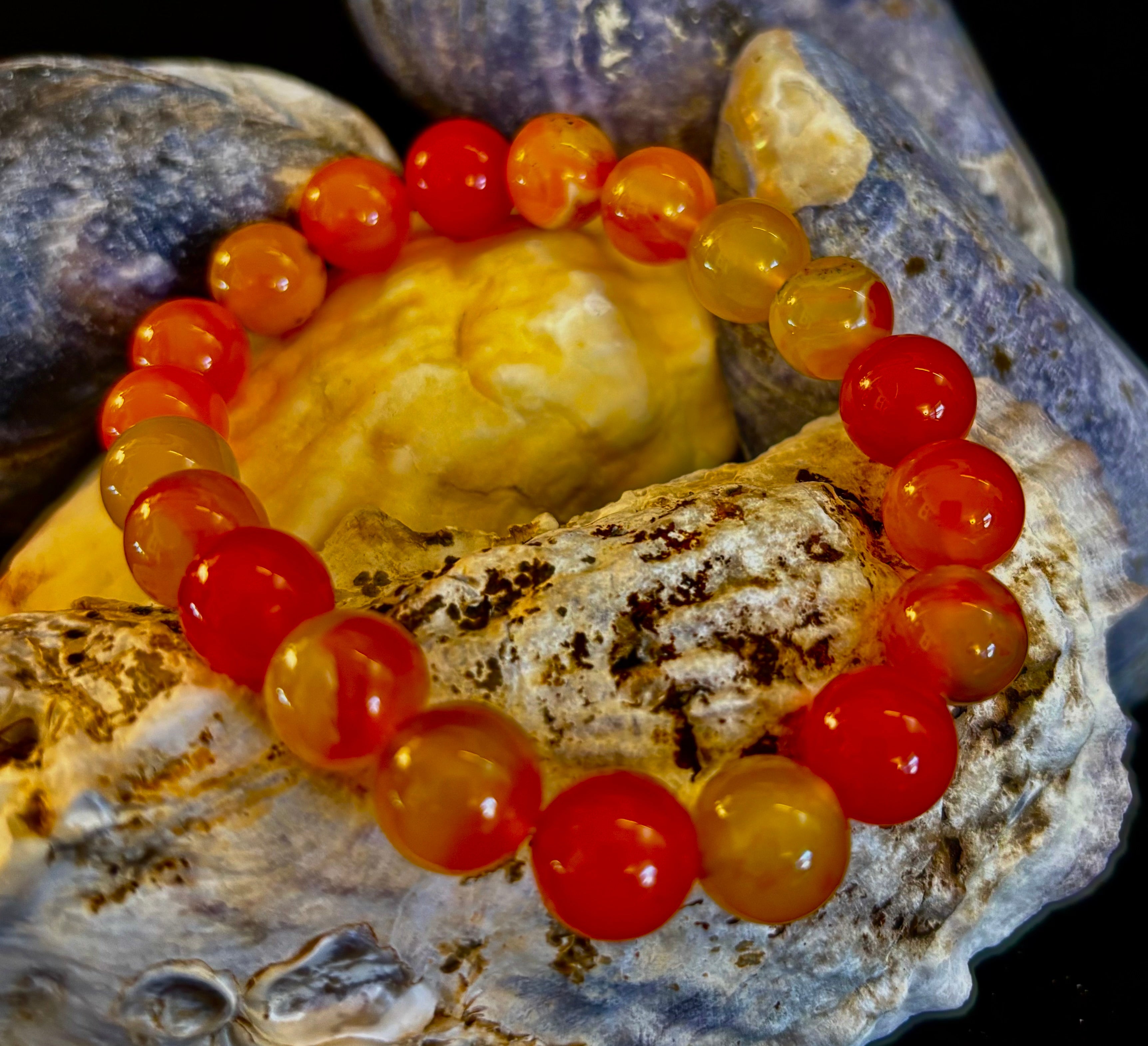 Orange Striped Agate Bracelet | 10mm Natural Stone Beads for Balance, Creativity & Confidence