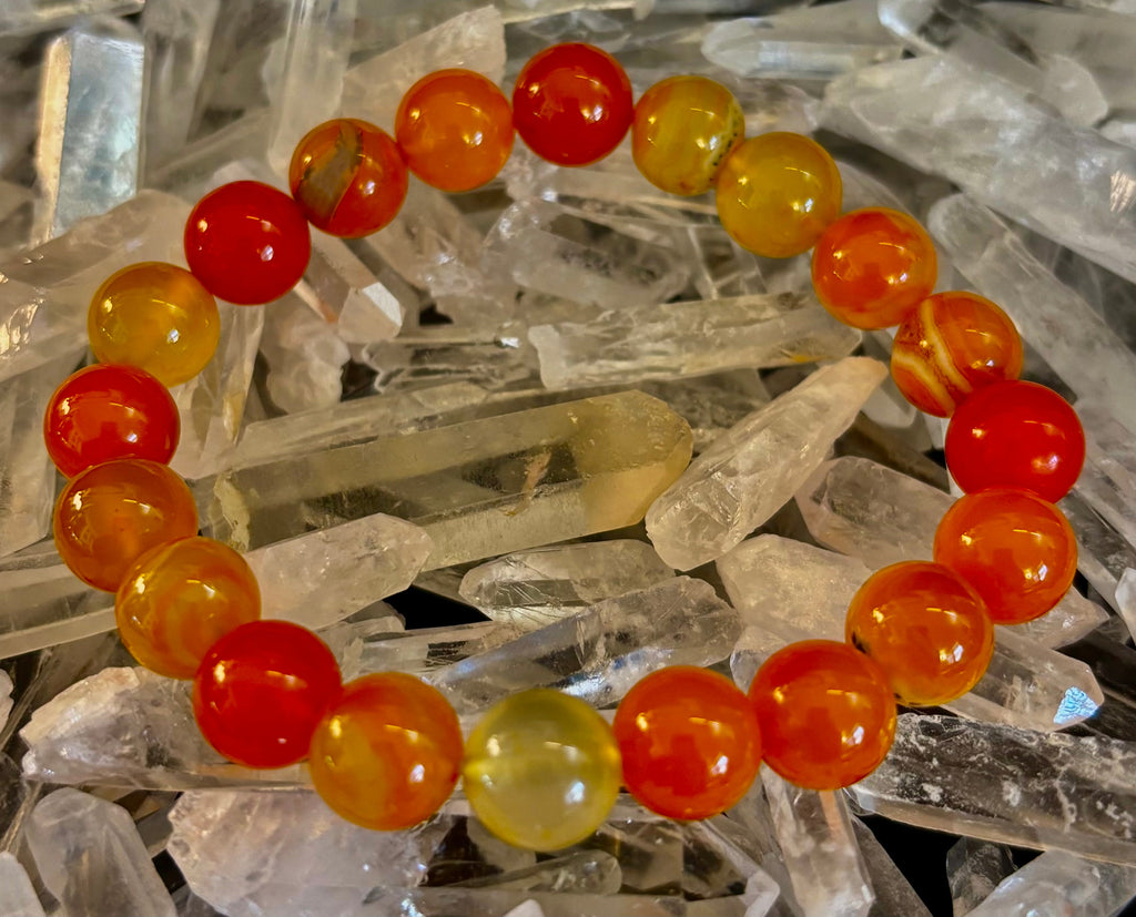 Orange Striped Agate Bracelet | 10mm Natural Stone Beads for Balance, Creativity & Confidence