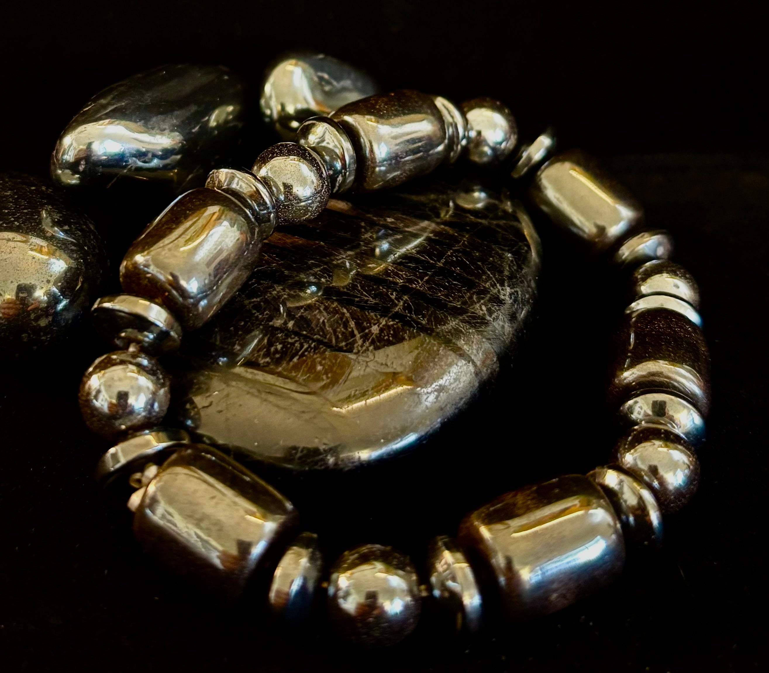 Power Play Bracelet | Geometric Healing Stone for Strength & Style (Large Wrists)