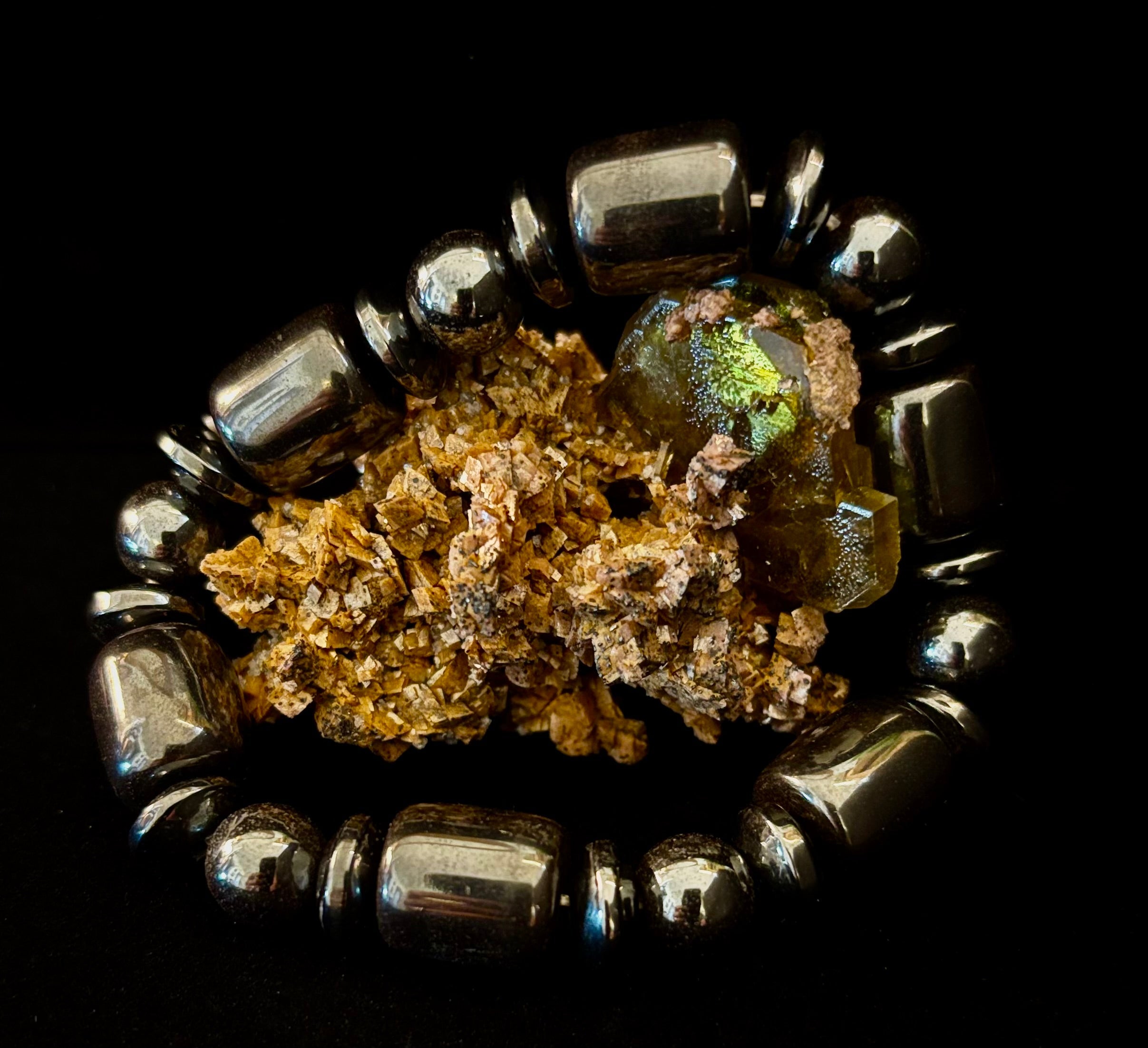 Power Play Bracelet | Geometric Healing Stone for Strength & Style (Large Wrists)