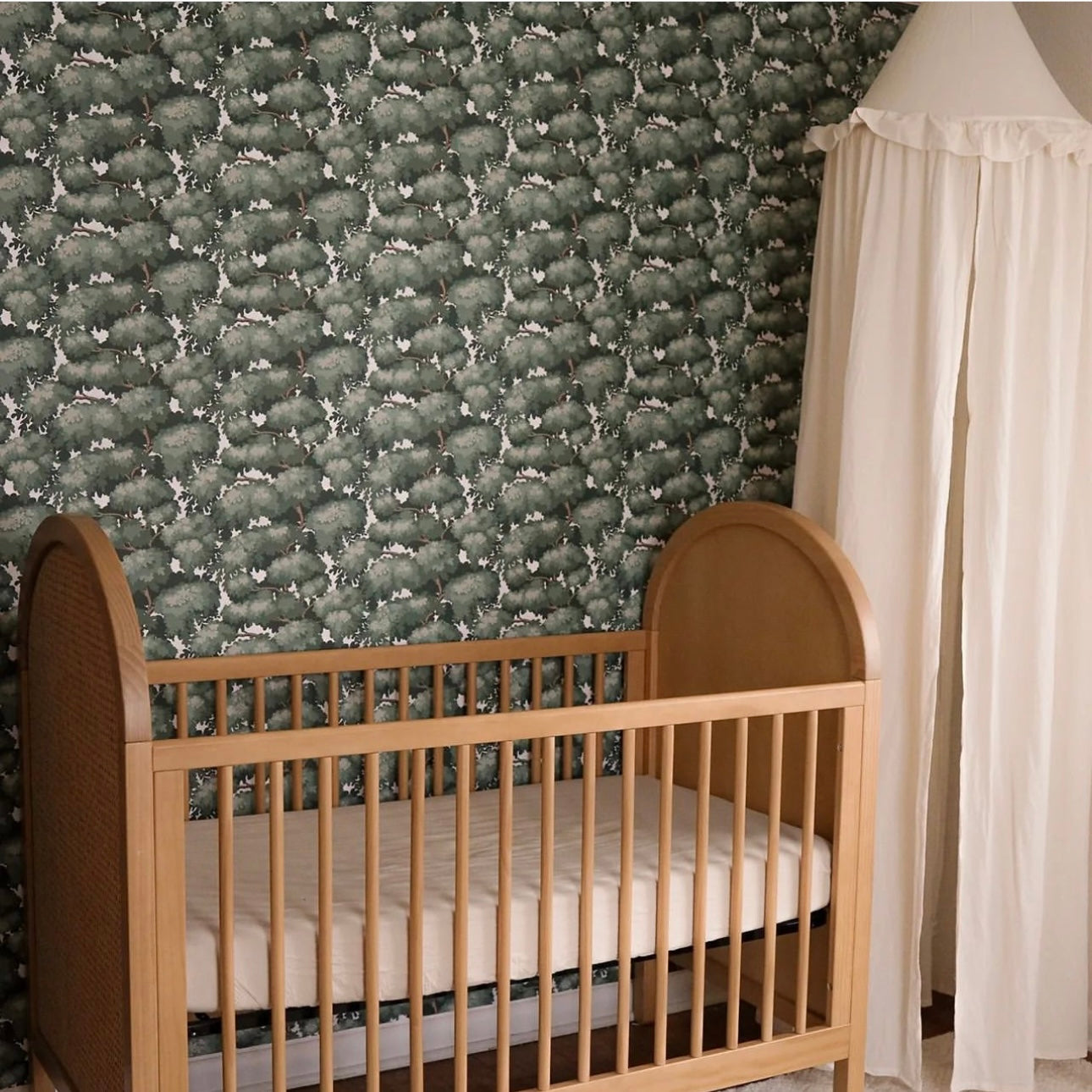 Anders traditional wallpaper in green, navy, and white
