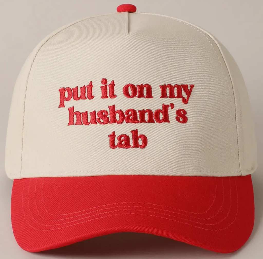 Put it on my Husband's Tab Embroidered Canvas Trucker Hat