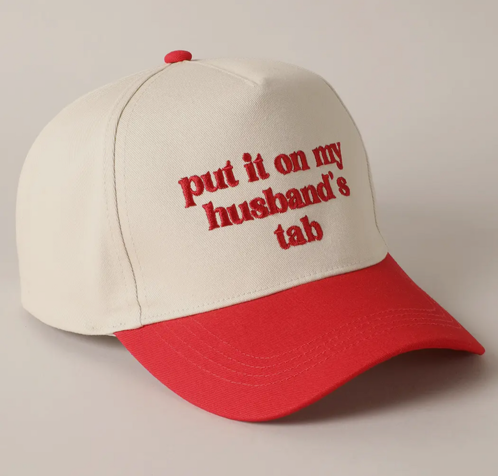 Put it on my Husband's Tab Embroidered Canvas Trucker Hat