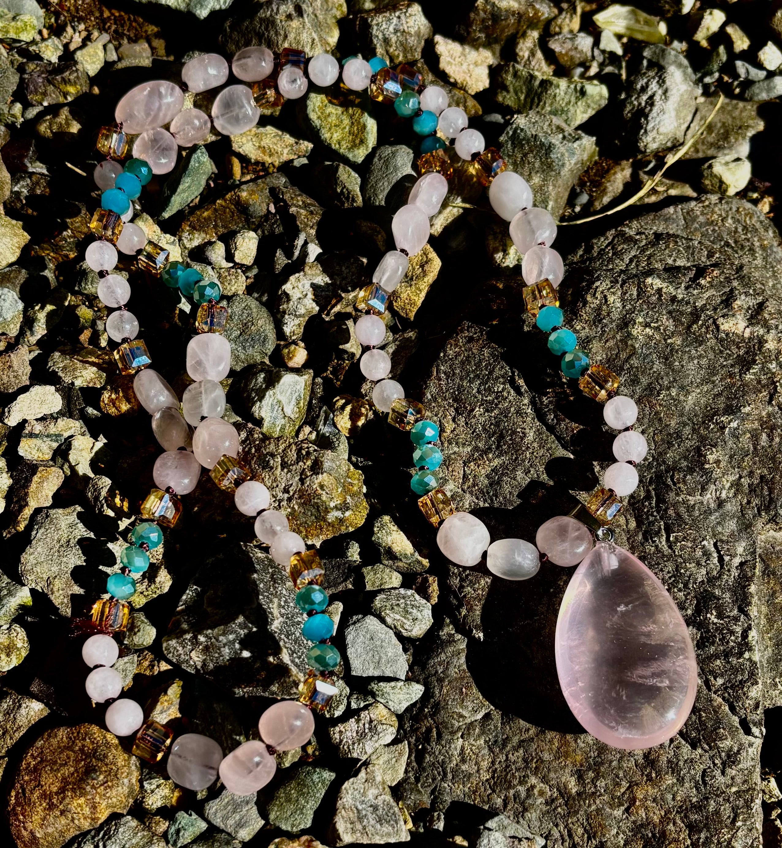 Blush Glow Harmony Necklace | Elegant Beaded Statement Jewelry