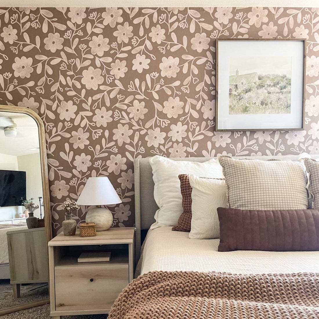 Markie floral bohemian wallpaper designed by Christy Beasley