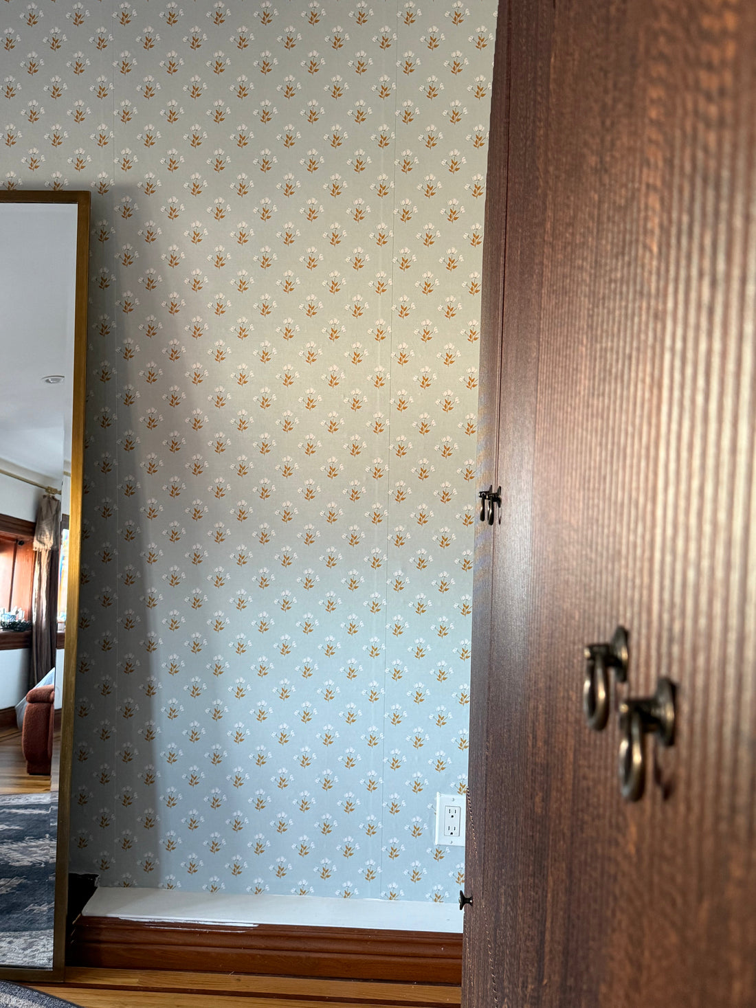 Alyce Vintage Floral Removable Wallpaper in Blue, White & Brown