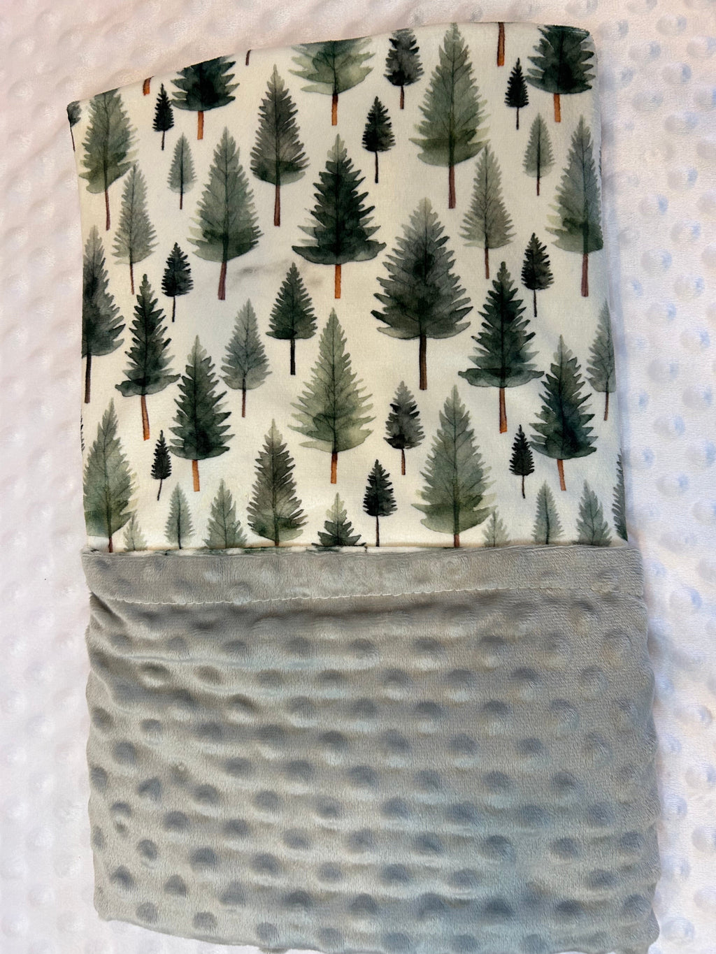 Woodland Whispers Minky Baby Blanket with Watercolor Pine Print - Image 2