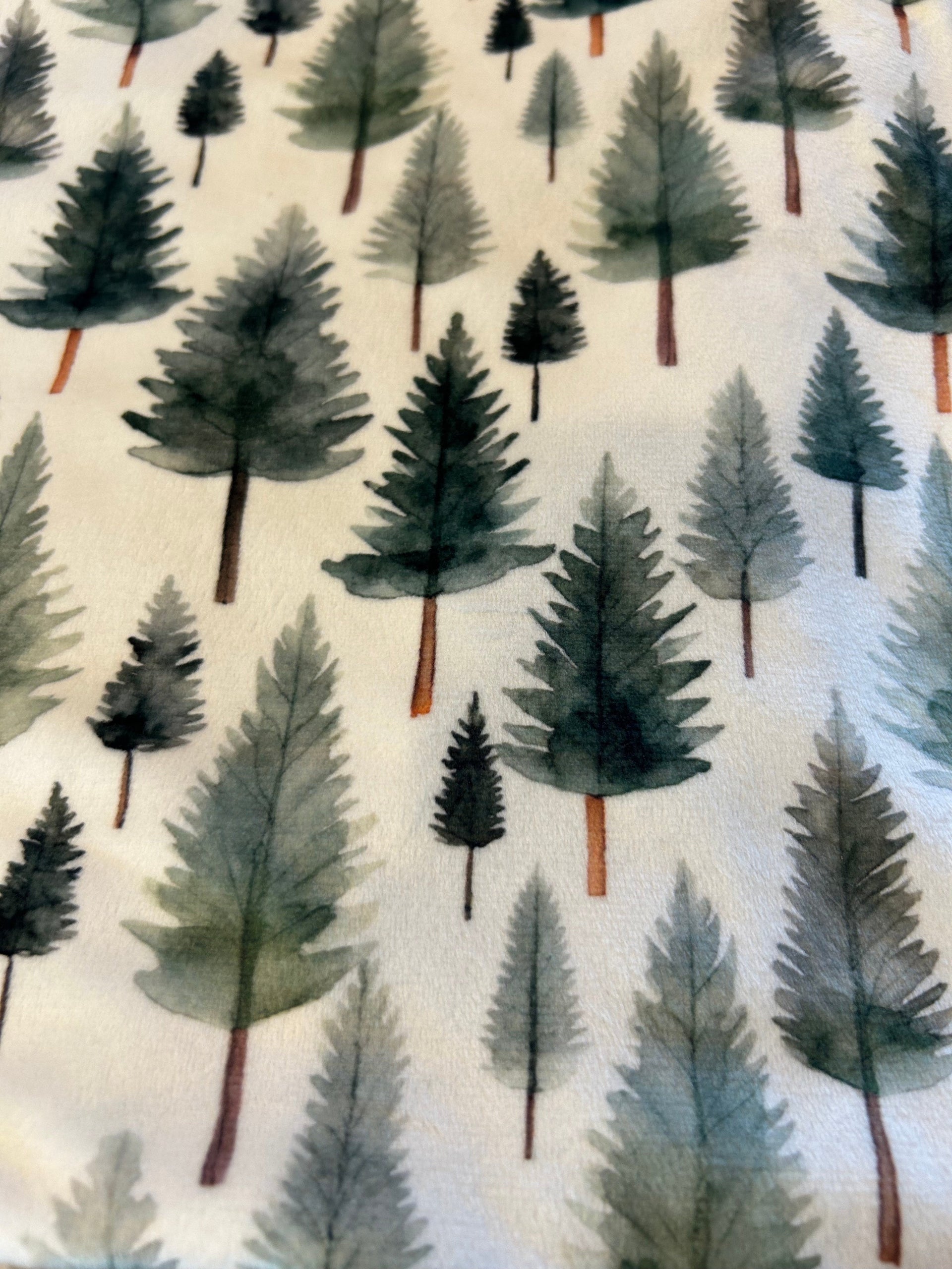 Woodland Whispers Minky Baby Blanket with Watercolor Pine Print - Image 3