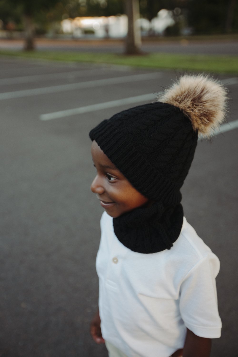 Hand-knitted beanie and neck wrap set