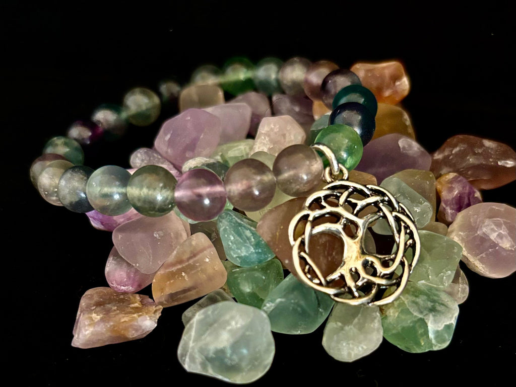 7 Wonders Natural Stone Charm Bracelet Collection | 8mm Healing Gemstone Beads with Silver Charms (Small–Medium Wrists)