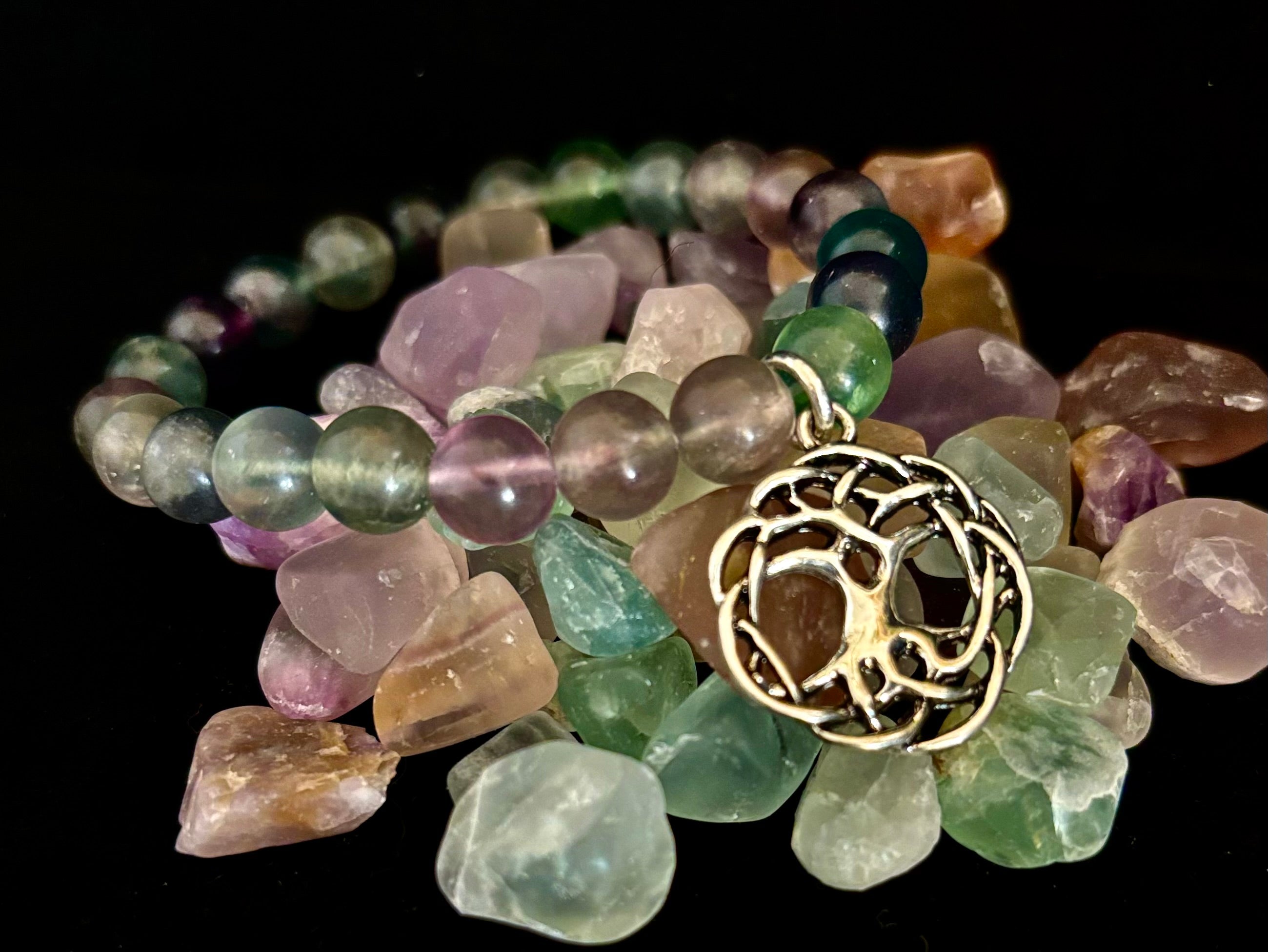 7 Wonders Natural Stone Charm Bracelet Collection | 8mm Healing Gemstone Beads with Silver Charms (Small–Medium Wrists)