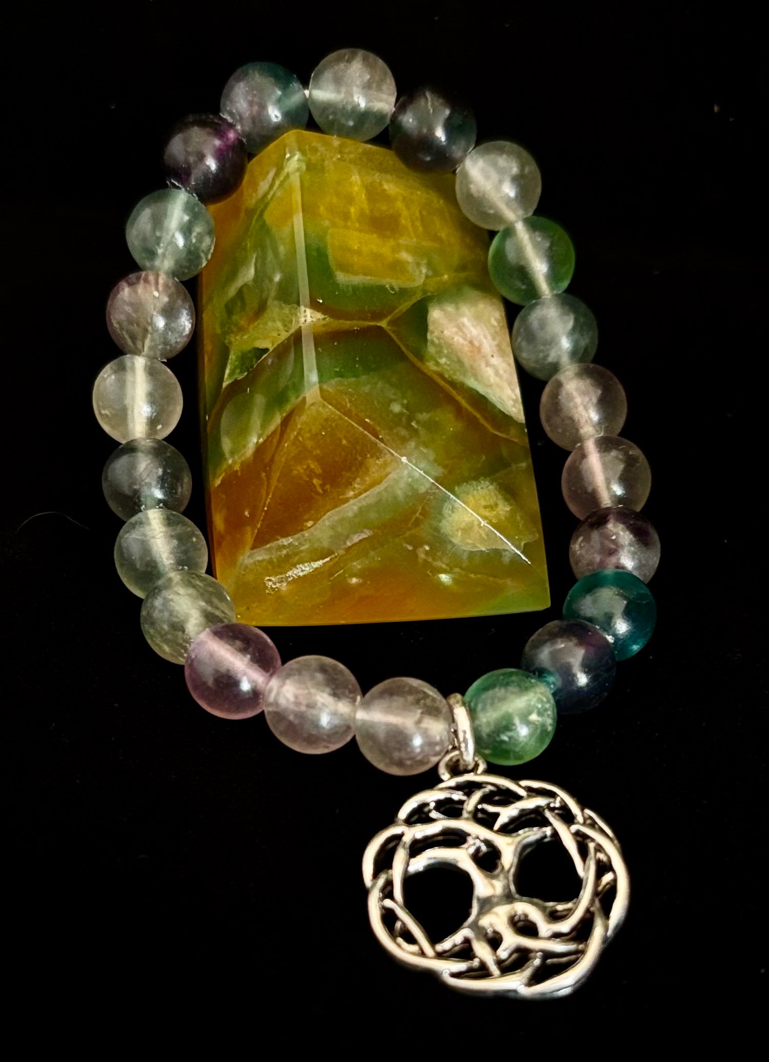 7 Wonders Natural Stone Charm Bracelet Collection | 8mm Healing Gemstone Beads with Silver Charms (Small–Medium Wrists)