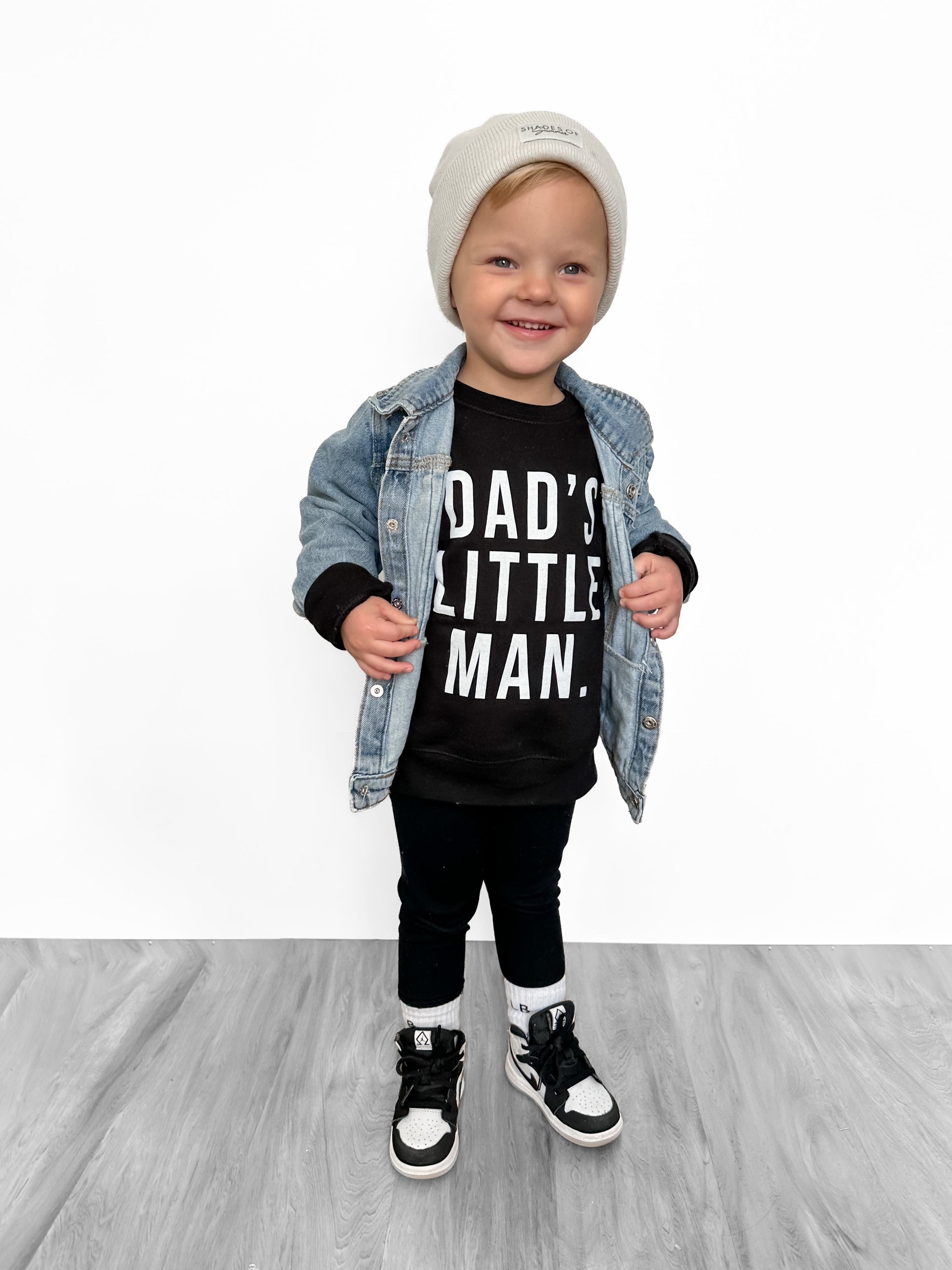 Dad's Little Man graphic t-shirt for kids in black and white
