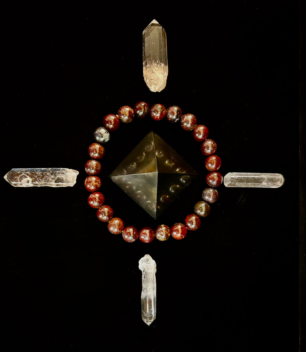 Bloodstone Strength Bracelet | 8mm Natural Energy Beads for Protection & Vitality (8” Large Fit)