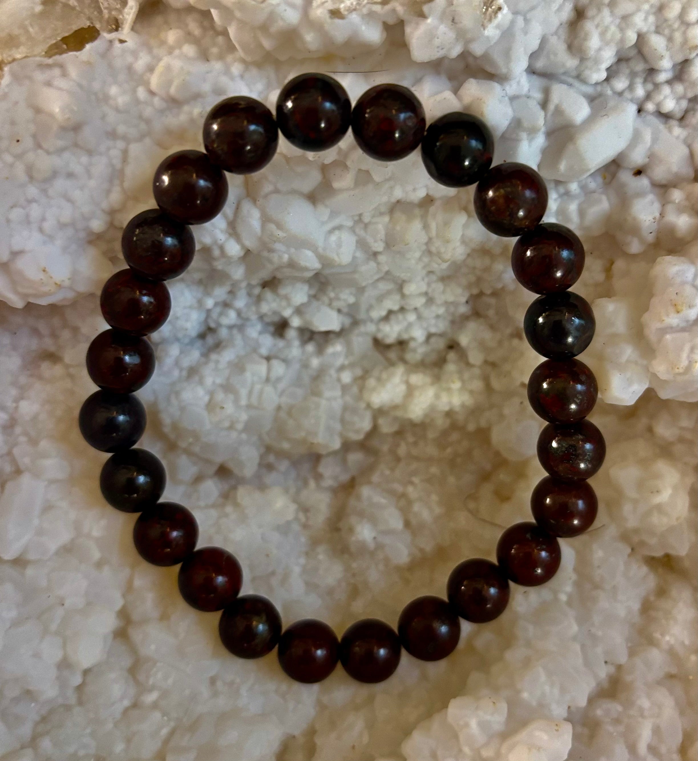 Bloodstone Strength Bracelet | 8mm Natural Energy Beads for Protection & Vitality (8” Large Fit)
