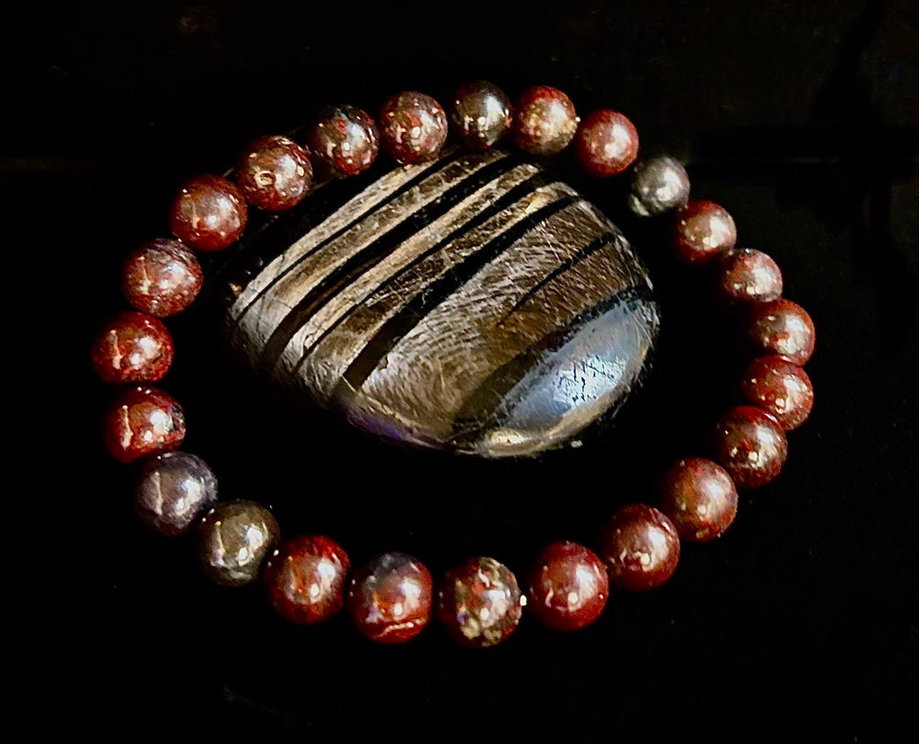 Bloodstone Strength Bracelet | 8mm Natural Energy Beads for Protection & Vitality (8” Large Fit)