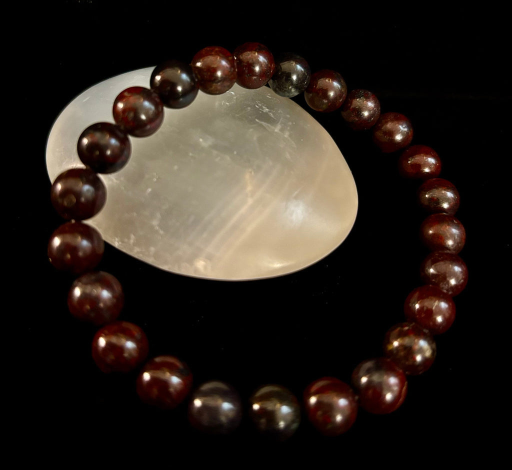 Bloodstone Strength Bracelet | 8mm Natural Energy Beads for Protection & Vitality (8” Large Fit)