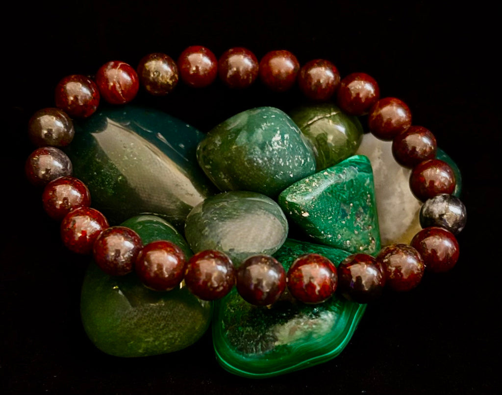 Bloodstone Strength Bracelet | 8mm Natural Energy Beads for Protection & Vitality (8” Large Fit)