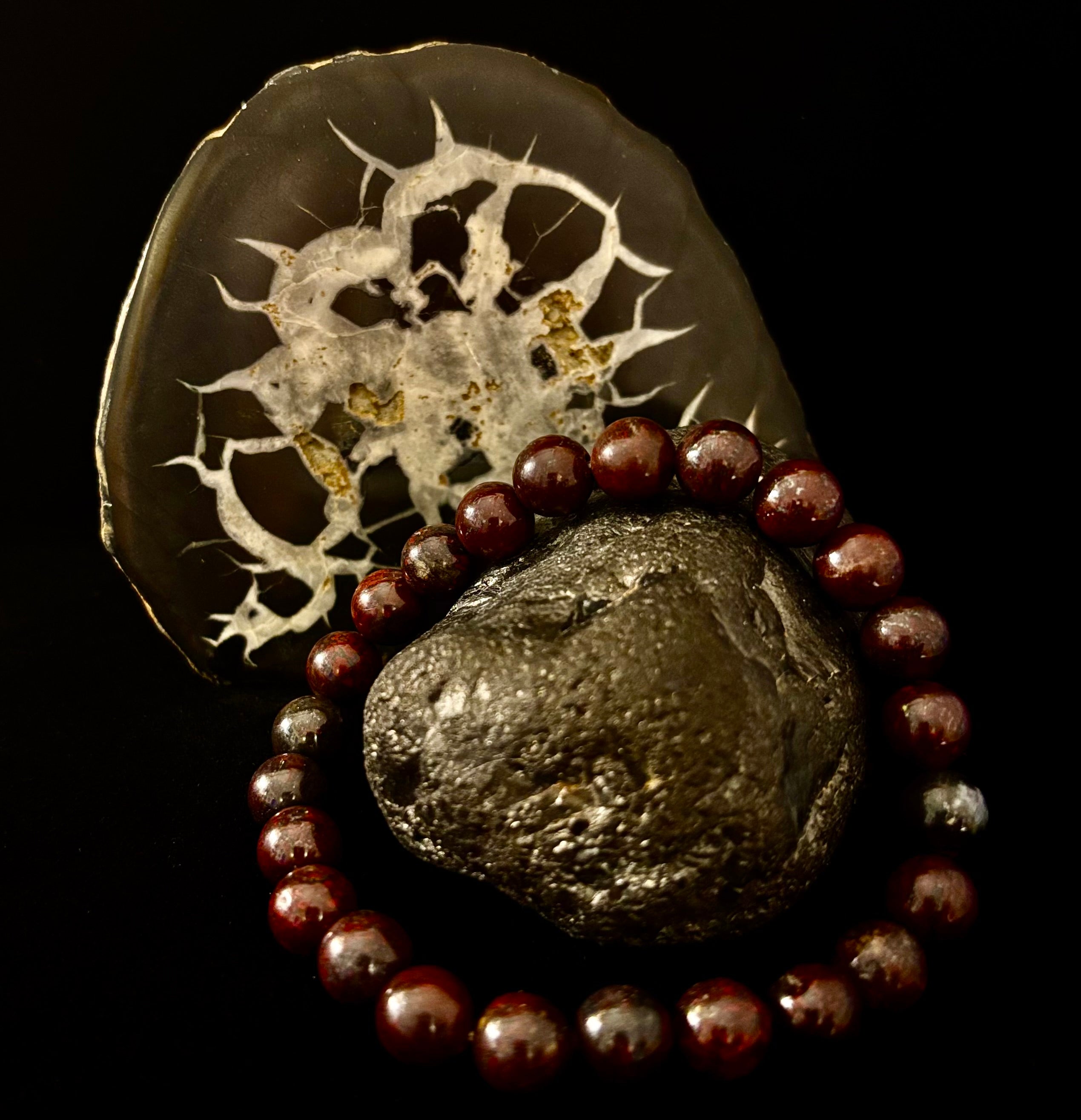 Bloodstone Strength Bracelet | 8mm Natural Energy Beads for Protection & Vitality (8” Large Fit)