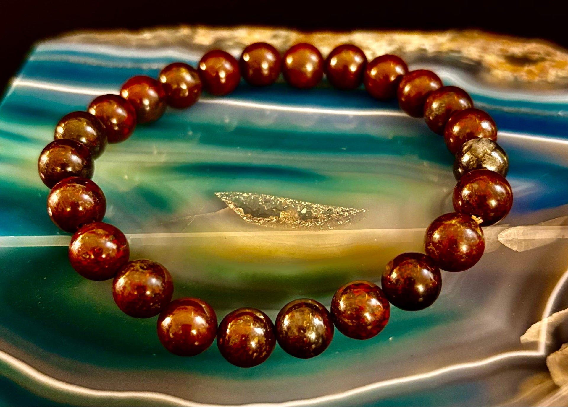 Bloodstone Strength Bracelet | 8mm Natural Energy Beads for Protection & Vitality (8” Large Fit)