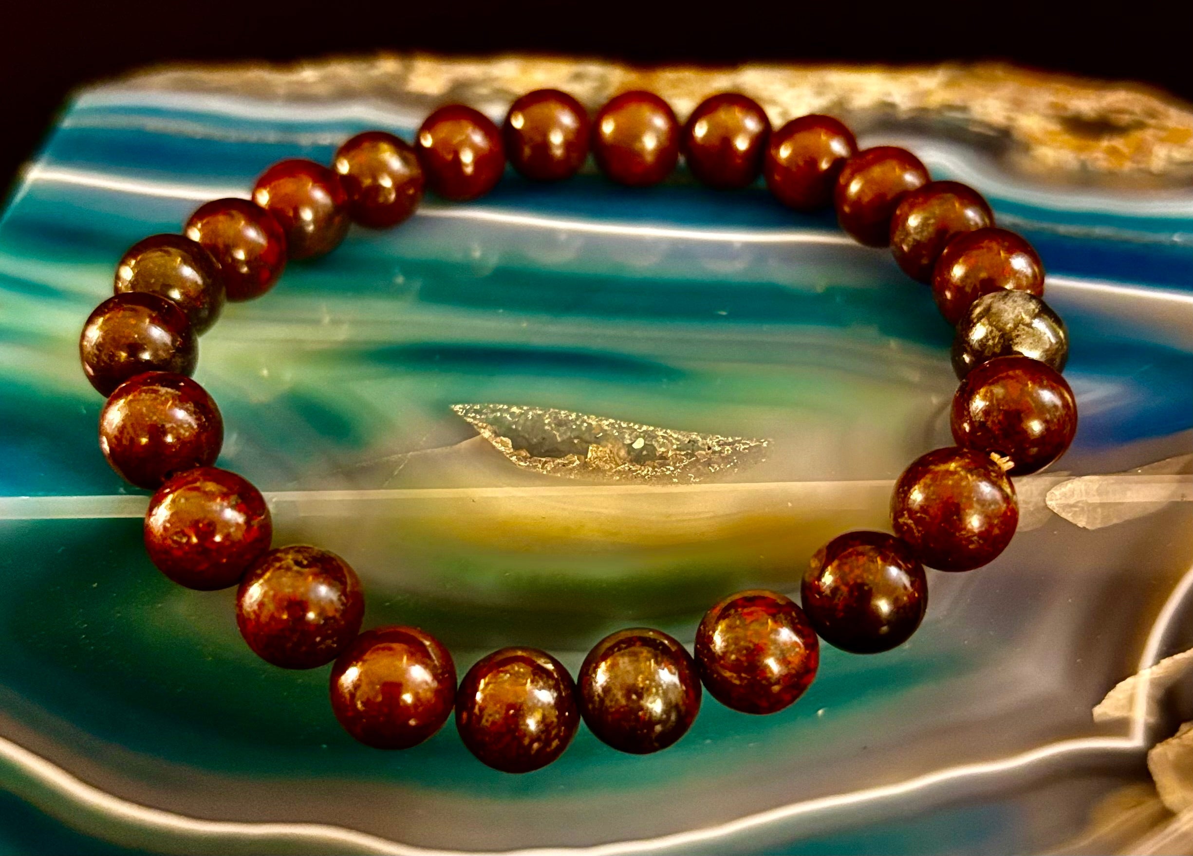 Bloodstone Strength Bracelet | 8mm Natural Energy Beads for Protection & Vitality (8” Large Fit)