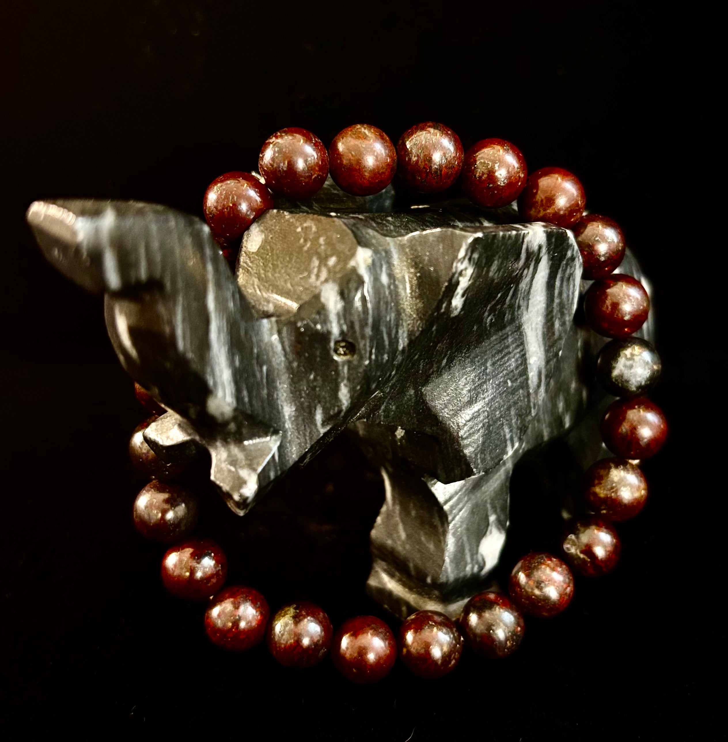 Bloodstone Strength Bracelet | 8mm Natural Energy Beads for Protection & Vitality (8” Large Fit)