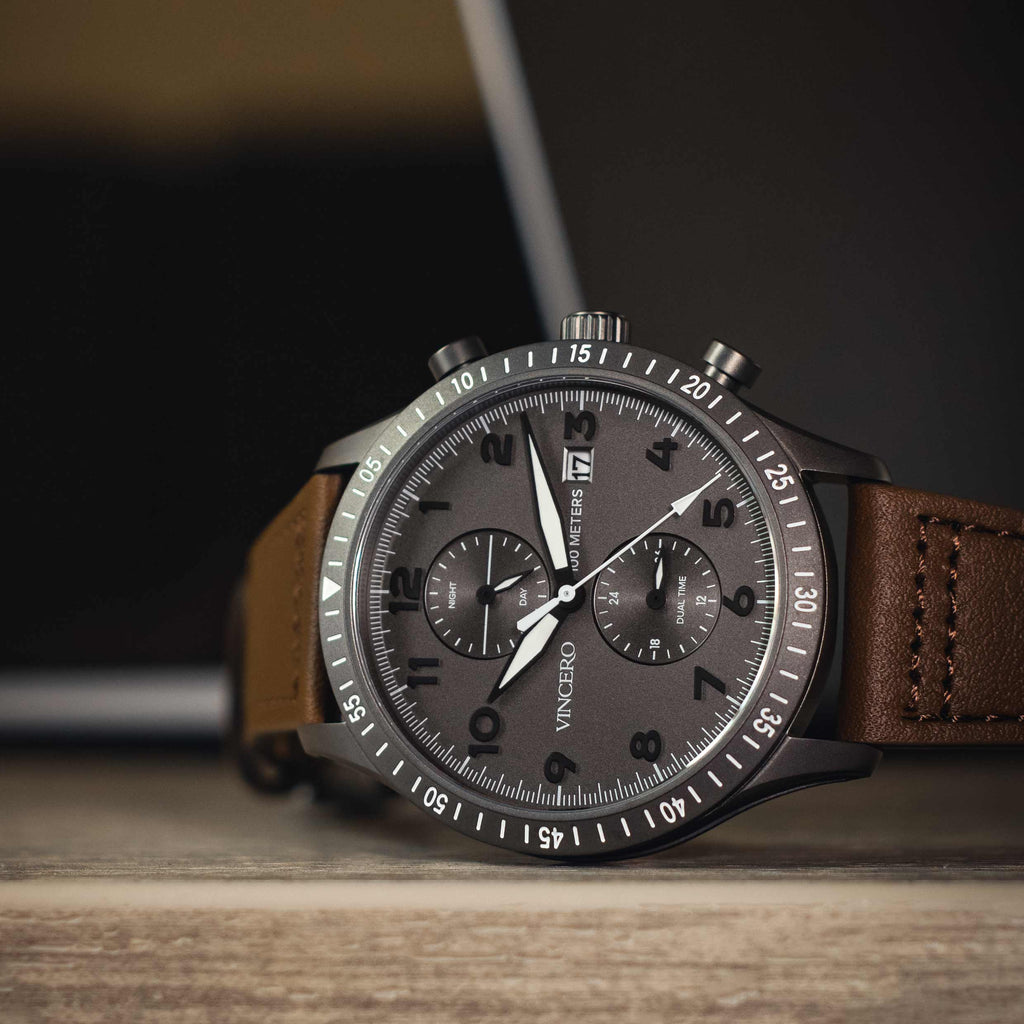 The Altitude Watch - Gunmetal Case with Walnut Details