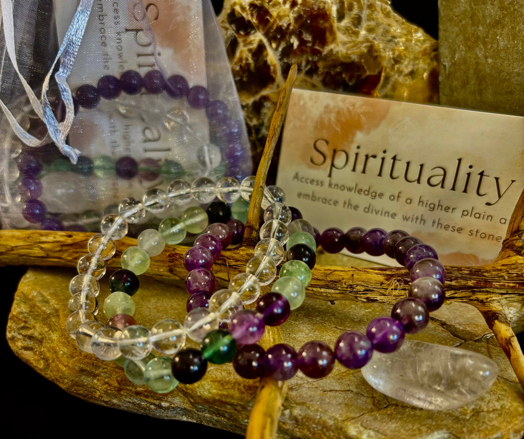 Intentions Bracelet Set – Spirituality (Clear Quartz, Amethyst & Fluorite)