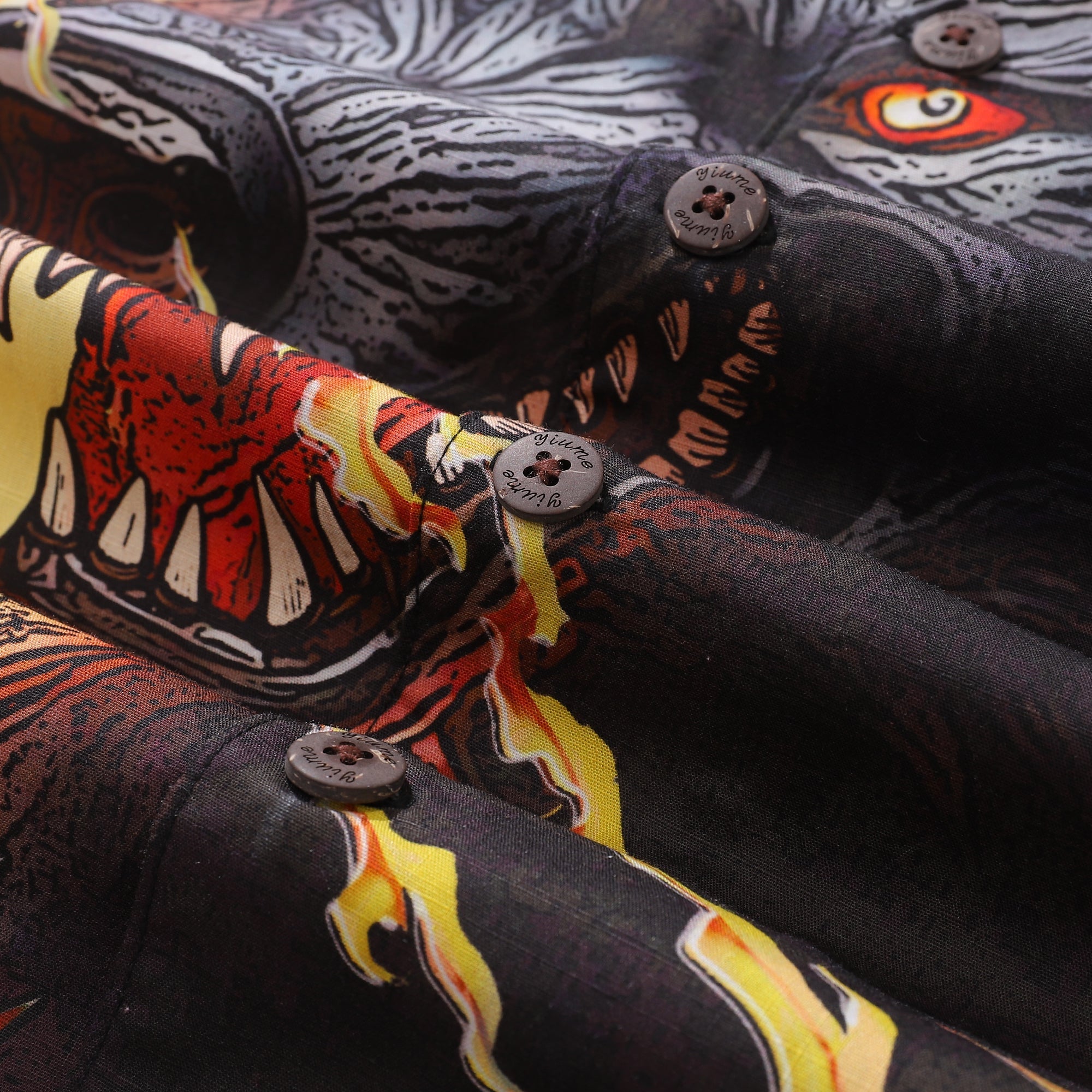 Norse Mythology Fenrir Print Men's Hawaiian Shirt, 100% Cotton