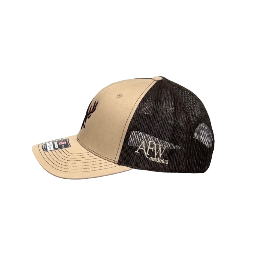 112 Khaki / Coffee Buck Logo Trucker
