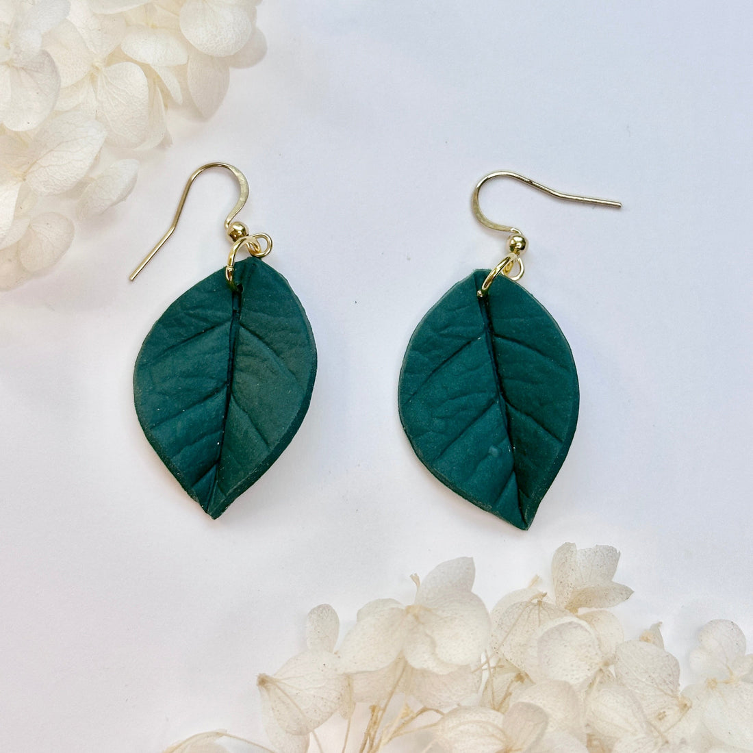 Hoya Coriacea Leaf Earrings in Terracotta and Muted-Green