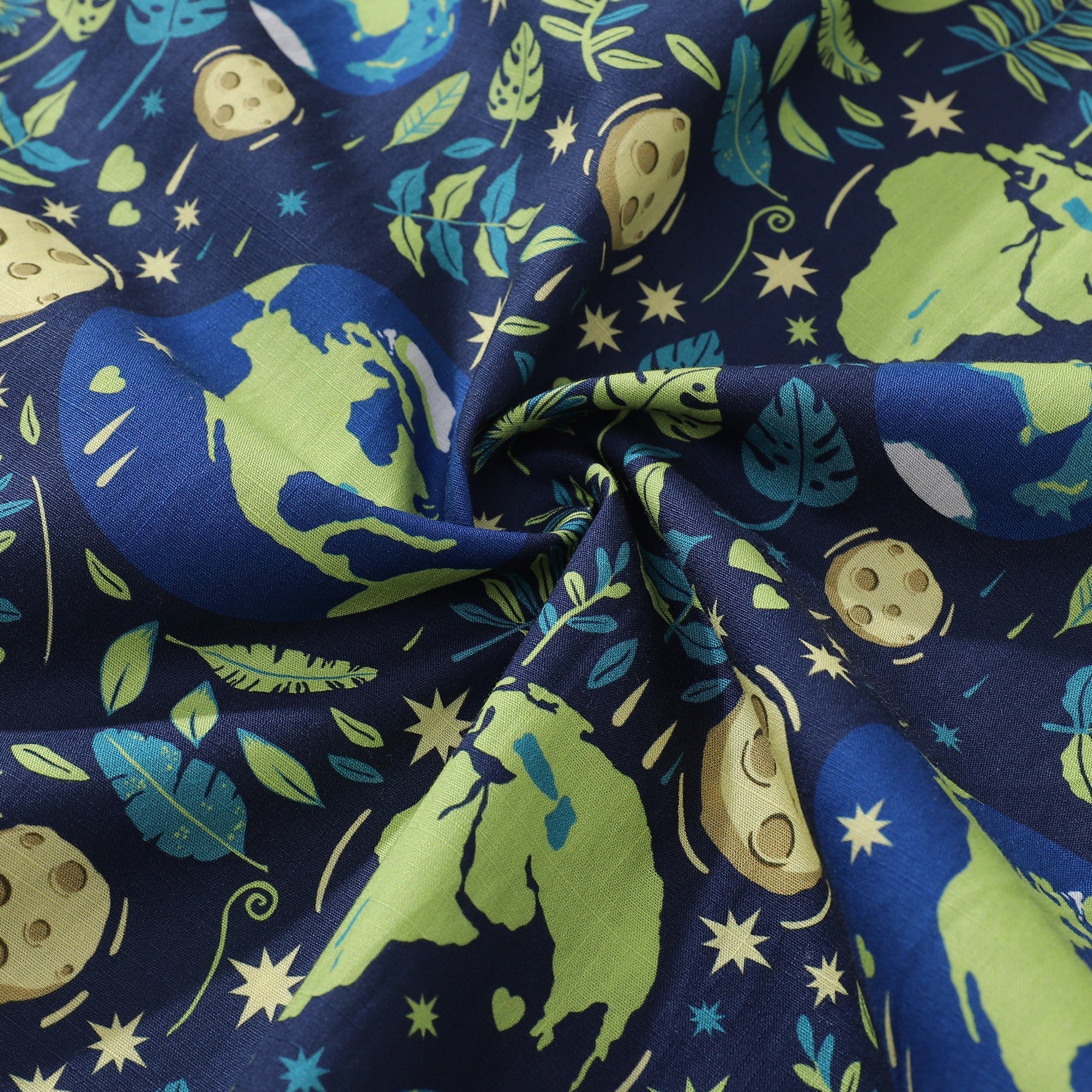 Blue Planet Earth Day Aloha Shirt, Short Sleeve Cotton Button-Down