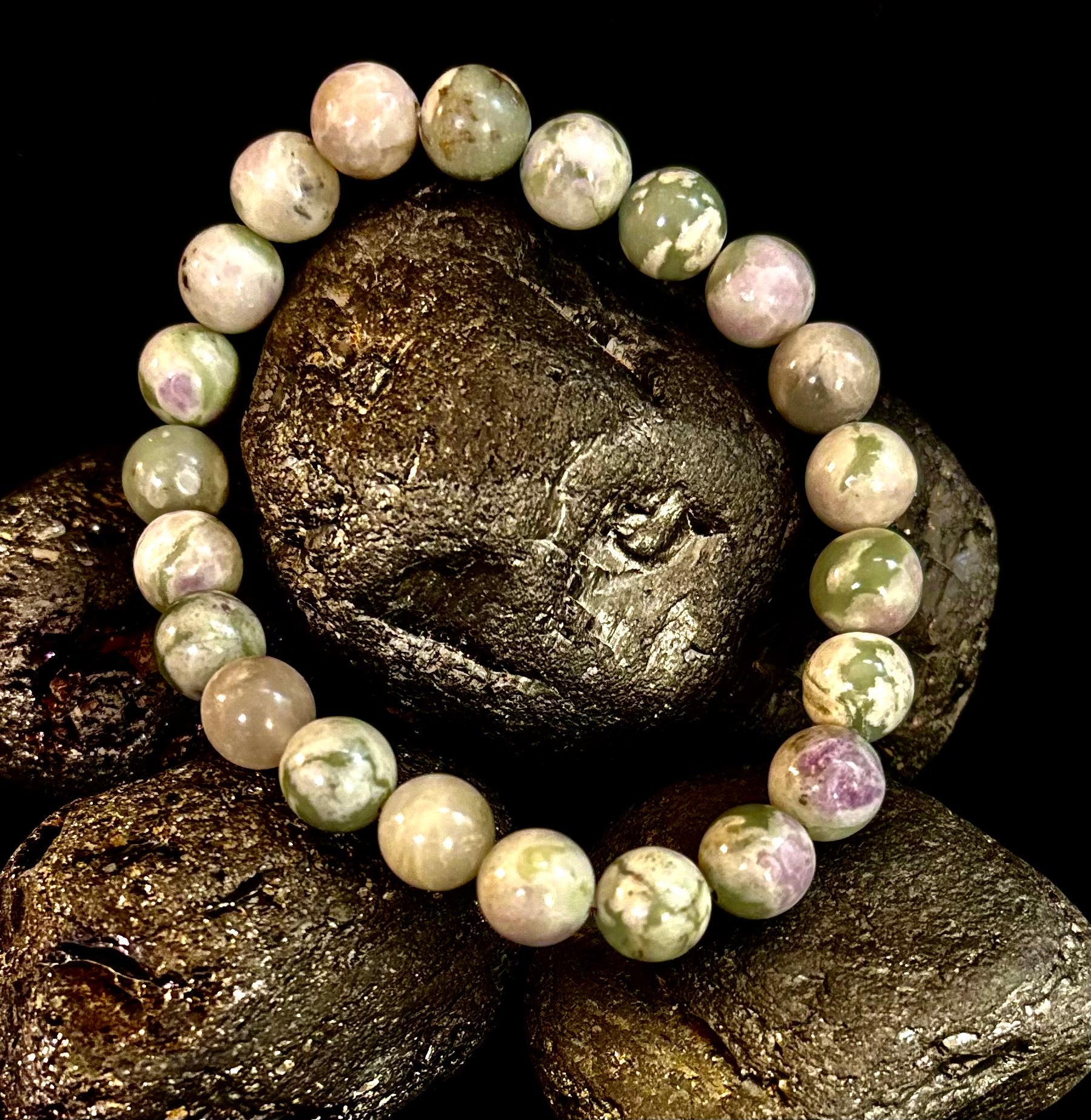 Peace Jade Healing Bracelet – 8mm Calming Stone for Medium Wrists