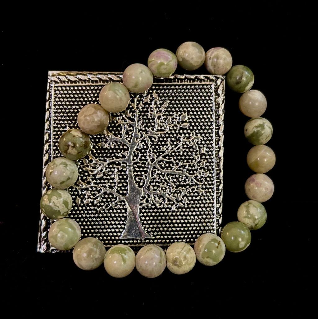 Peace Jade Healing Bracelet – 8mm Calming Stone for Medium Wrists