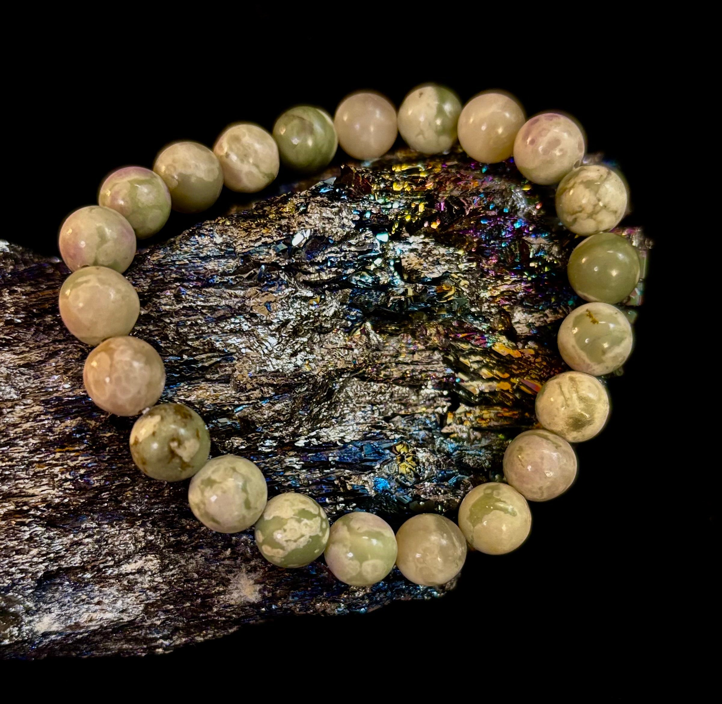 Peace Jade Healing Bracelet – 8mm Calming Stone for Medium Wrists