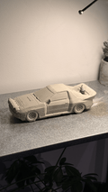 Grey concrete Rally RX-7 backflow incense burner with exhaust pipe design