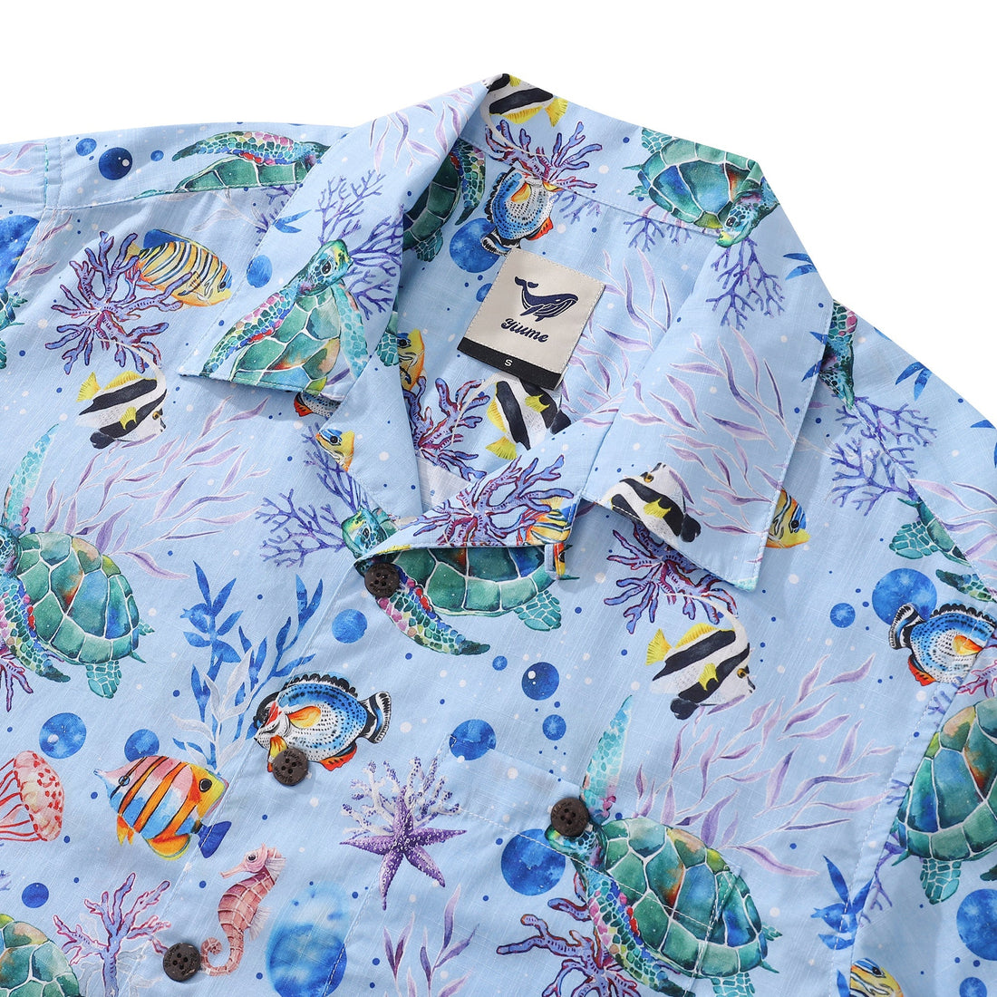Vintage Underwater World Hawaiian Shirt for Men Sea Turtle Print