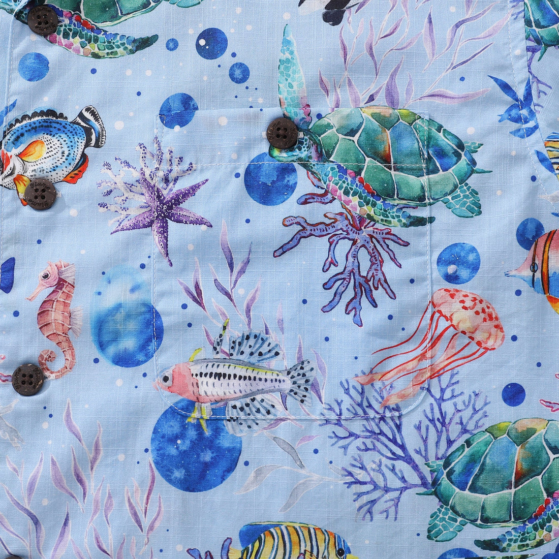 Vintage Underwater World Hawaiian Shirt for Men Sea Turtle Print
